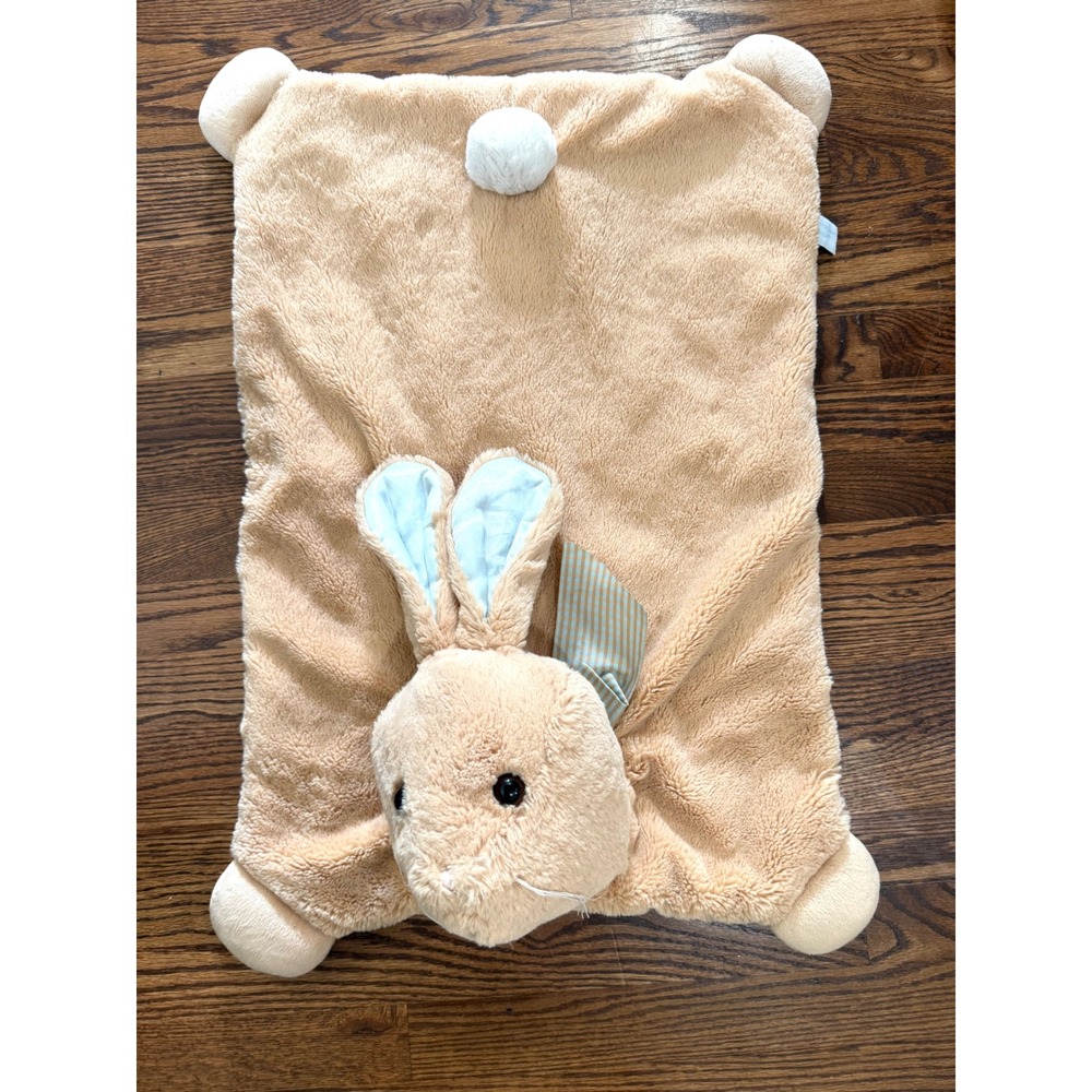Bearington Baby Bunny Tail Belly Blanket Plush Stuffed Animal Tummy Time Mat